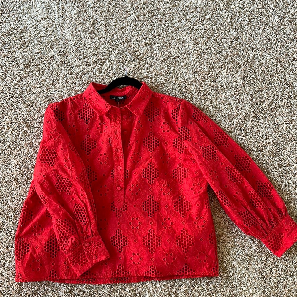 J crew popover top in eyelet